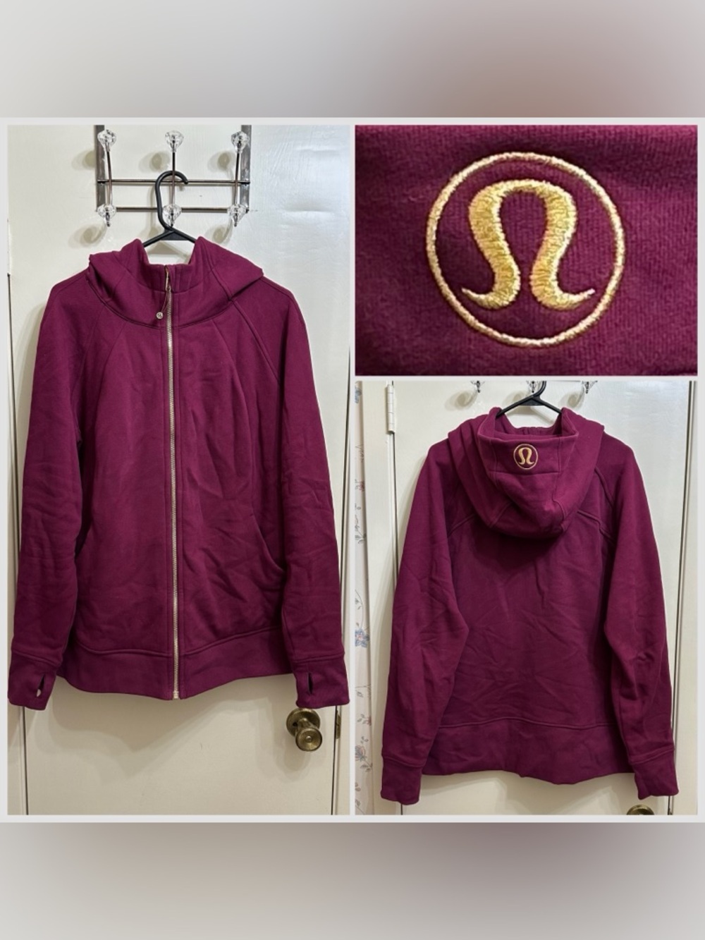 Lululemon Deep Luxe/Gold Full Zip Scuba Hoodie SZ 20